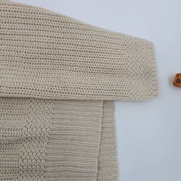 RRL Ralph Lauren sweater mens large Shawl Collar Cotton Knit beige jumper - Picture 10 of 13